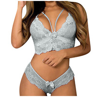 Lingerie Putih Seksi 5XL Set Pakaian Dalam Wanita Transparan Berenda Bra dan Celana Dalam Wanita Set Seksi