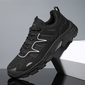 Breathable Mesh Walking Style Shoes Lace Up <b>Rugged</b> Anti Slip Outsole Daily <b>Outdoor</b> Walking Sneakers - Product Image 2