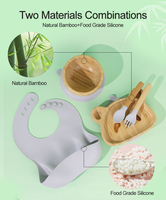 Set de Vaisselle en Bambou et Bois pour Bébé, Assiette à Ventouse en Silicone, Gamelle d'Alimentation, Vaisselle Animale de Qualité Alimentaire pour Enfants
