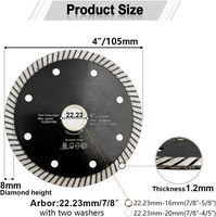 Disco de Corte de Diamante Turbo Industrial de 4 Pulgadas, Ultrafino, con Recubrimiento de Titanio, para Corte en Húmedo/Seco de Azulejos, Cerámica, Porcelana y Granito