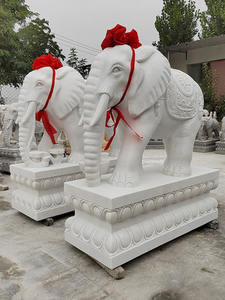 Arge décoration de jardin Sculpture à la main taille réelle coucher de soleil marbre rouge Sculpture d'animal <span class=keywords><strong>pierre</strong></span> <span class=keywords><strong>Statue</strong></span> d'éléphant géant africain - Product Image 5