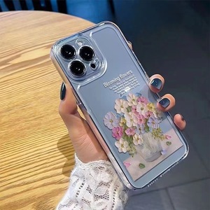 Capa de Telefone Transparente com Pintura a Óleo de Flores para <span class=keywords><strong>iPhone</strong></span> 16 Plus 17 Air Pro Max, <span class=keywords><strong>Shell</strong></span> à Prova de Choque - Product Image 4
