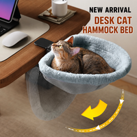Hamac de bureau pliable pour chat, fixation par pince, charge maximale 40 LBS, toutes saisons, hamac semi-circulaire en maille pour animaux de compagnie