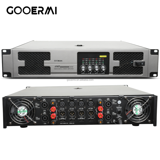 Professional Power Amplifier 2U 4*1000w Dsp Super Bass, High Power 4 Channels Rear Stage Audio Amplifier for KTV Sound Equipment