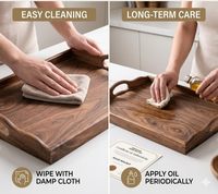 Houten dienblad met handgrepen, rechthoekig, bruin, met verhoogde randen en handgrepen voor thee, koffie, snacks, keukenopbergruimte, fruitplateau