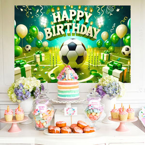 Pancarta de <span class=keywords><strong>Feliz</strong></span> Cumpleaños con Temática de Fútbol <span class=keywords><strong>para</strong></span> Niños, <span class=keywords><strong>Adolescentes</strong></span>, Decoración de Fiesta Deportiva Grande, Telones de Fondo <span class=keywords><strong>para</strong></span> Cumpleaños - Product Image 2