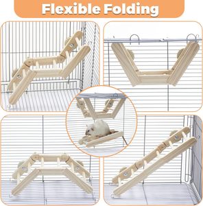 Escalera para Jaula de Animales Pequeños con Diseño Plegable Flexible y Montaje Seguro para <span class=keywords><strong>Ejercicio</strong></span> y Juego de Hámsters, Puente de Madera - Product Image 3