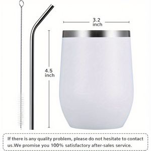 Stainless Steel Tumbler 12oz Vacuum Insulated Travel Cup Lid <b>Straw</b> Multi Color Set 6-12 Hours Thermal Insulation Boiling Water - Product Image 2
