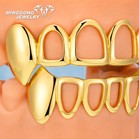 Personnalisé Open Face Fine Grillz pour Hommes et Femmes 9K 10K 14K 18K Or & Argent 925 Style Hip-Hop avec Double Crocs Solides