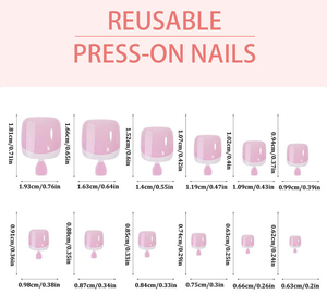 Presse française personnalisée sur ongles acrylique couverture complète brillant court rond conseils carrés blanc rose nude brun ongles artificiels des pieds - Product Image 4