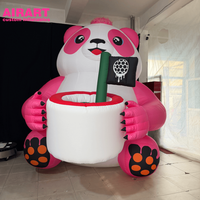 Mascotte géante gonflable en PVC rose de 3 m en forme de panda pour la décoration de fête, ballon panda personnalisé pour les accessoires de scène