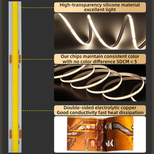 Tùy Chỉnh Linh Hoạt COB <span class=keywords><strong>LED</strong></span> Strip Ánh Sáng 24V 320 480 528 Đèn <span class=keywords><strong>Led</strong></span>/M Độ Sáng Cao Chiếu Sáng Đồng Phục Thay Đổi Độ Sáng Ribbon 3000K 4000K 6500K - Product Image 3