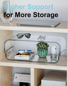 Support de moniteur double en acrylique d'origine, support <span class=keywords><strong>pour</strong></span> ordinateur portable, étagère de rangement multifonctionnelle <span class=keywords><strong>pour</strong></span> <span class=keywords><strong>PC</strong></span> et bureau debout - Product Image 3