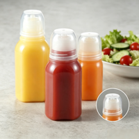 30ml 60ml 100ml prix usine bouteille plate en plastique bondée de confiture bouteille de miel de sauce à presser avec couvercle à vis valve en silicone
