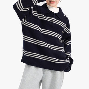 Nouveau style 2026 – Pull thermique rayé à col polo pour garçons, en tricot épais, demi-cardigan pour enfants, collection automne-hiver - Product Image 5