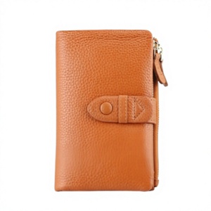 Personalized Vintage Functional Minimalist Genuine Leather Waterproof Light Weight <b>Ladies</b> Purse <b>Wallet</b> Buckle Zipper Credit Card - Product Image 3