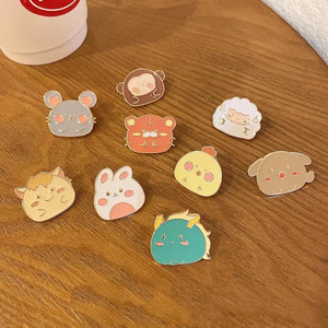 Broche de los Doce Signos del Zodíaco Estilo Chino, Lindo Pin de Pareja de Dibujos Animados Japoneses, Decoración Creativa para Regalo - Product Image 3