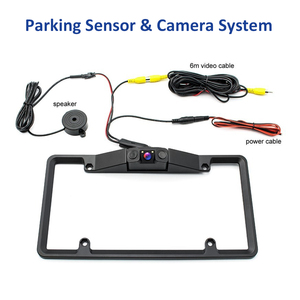 Cámara de Marcha Atrás para Matrícula de Coche con 2 Sensores de <span class=keywords><strong>Radar</strong></span>, Alarma Audible, Sistema de Estacionamiento Visual, Sin Perforaciones - Product Image 2