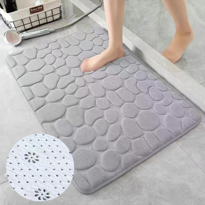 سجادة حمام منقوشة بنمط الحصى، غير قابلة للانزلاق، لجانب حوض الاستحمام وأرضية غرفة الاستحمام، مصنوعة من رغوة الذاكرة - Product Image 3
