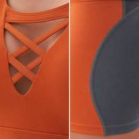 Ensemble de yoga 2 pièces Solstice Flow pour femme, haut court à col roulé, soutien-gorge de sport à découpes géométriques, bretelles croisées, taille haute, compression 3 pouces