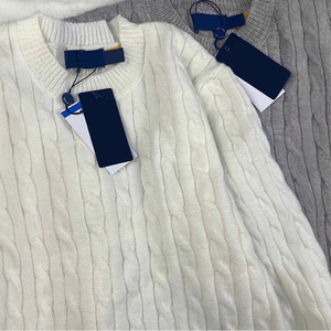 Свитер мужской из 100% хлопка с воротником-стойкой, вязаный косами, с длинным рукавом, с защитой от катышков, для пар, осенний, с QR-кодом RL Raff Real Shot - Product Image 4