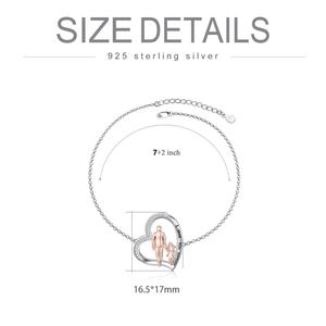 เครื่องประดับที่ดี925เงินสเตอร์ลิงสองโทนบริสุทธิ์ลูกสาวลูกบาศก์เพทายสร้อยข้อมือหัวใจ - Product Image 2