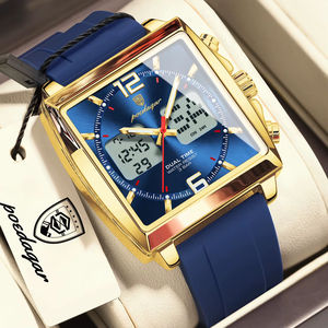 Montre carrée pour homme POEDAGAR Fashion Original, électronique, LED, alarme, chronographe, <span class=keywords><strong>quartz</strong></span>, montres pour hommes, date de la semaine, heure double, horloge pour hommes - Product Image 3