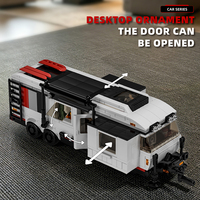 Set Blok Bangunan Mobil Wisata RV & Trailer Camper, 1294 Buah Model Kendaraan Rakitan DIY, Hadiah Mainan Bata Puzzle Edukatif