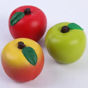 Grosir buah Apple Stress Ball PU busa personalisasi Logo kustom bola Stress bentuk buah lembut warna