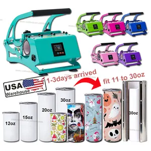 USA Warehouse Universal All in One 10 Unzen 11 Unzen 12 Unzen 15 Unzen 20 Unzen 30 Unzen 30 Unzen Straight Sublimation Cup Becher Becher Heiß press maschinen