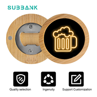 Subbank Logo personnalisé rond en bois bambou ouvre-bouteille de bière réfrigérateur Sublimation vierge pour bois artisanat boîtes en bois et panneaux muraux