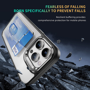 <span class=keywords><strong>IPhone</strong></span> 15 Pro Max Slim Fit TPU lai Acrylic trường hợp điện thoại rõ ràng trường hợp chủ thẻ đứng khe cắm thẻ 2 1 Wallet trường hợp đối với iphones15 - Product Image 3