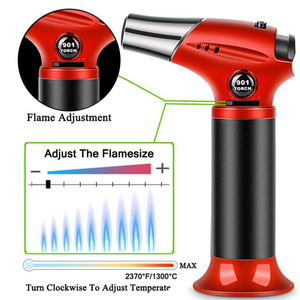 Logo personnalisé vente en gros coupe-vent briquet torche au <span class=keywords><strong>butane</strong></span> flamme bleu jais pour cuisine barbecue camping briquets torche - Product Image 3