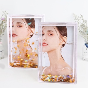 Clear <strong>Plastic</strong> Stand <strong>Picture</strong> <strong>Frame</strong> 2.1*3.4 Glitter Water <strong>Frame</strong> Box for Photo - Product Image 1