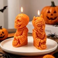 Moule en silicone pour bougies Halloween : démon, crâne, hibou 3D, lion, sorcier – Moule en plâtre pour bricolage, savon, résine, décoration intérieure