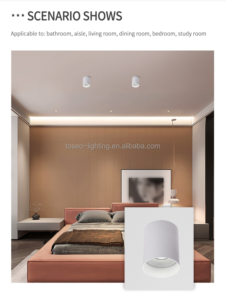 Anti Glare Surface Mounted Led Downlight Pure Aluminium Gu10 Ceiling Lighting Fixture