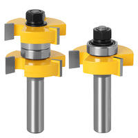 Brocas de Fresado para Madera de 1/4'', 6mm, 1/2'', 12mm y 8mm con Vástago Redondo, Tipo T de 3 Dientes, Herramientas para Trabajar la Madera