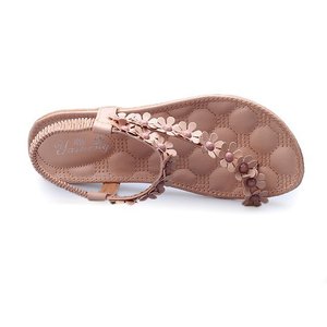 Bohemian Clip Toe <b>Sandals</b> Women Summer New Flower Decor <b>Flat</b> Soft Sole Non slip Korean Style Beach Footwear - Product Image 5