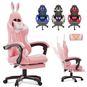 MOQ 1 Envío Gratis Gamer Pink Silla <span class=keywords><strong>Gaming</strong></span> <span class=keywords><strong>Racing</strong></span> Silla de juego profesional con masajeador - Product Image 1