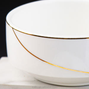 Usine de Chaozhou Fabricant de céramique Vente en gros <span class=keywords><strong>Service</strong></span> de table en céramique de luxe pour mariage Bord doré en or véritable 24K Assiette à dîner blanche - Product Image 2
