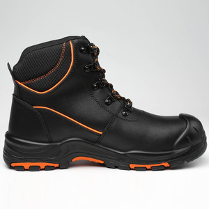Stivali di Sicurezza Neri da Uomo con Punta in Acciaio Antiurto Antiperforazione Antiscivolo Scarpe da Lavoro con Dettagli Arancioni - Product Image 2