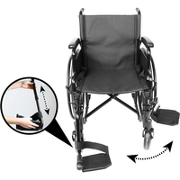 Silla de Ruedas Manual (Ancho del Asiento 15", 16", 17", 18", 19", 20"), Sillas de Ruedas Plegables de Acero Autopropulsadas para Adultos PEPE P10027