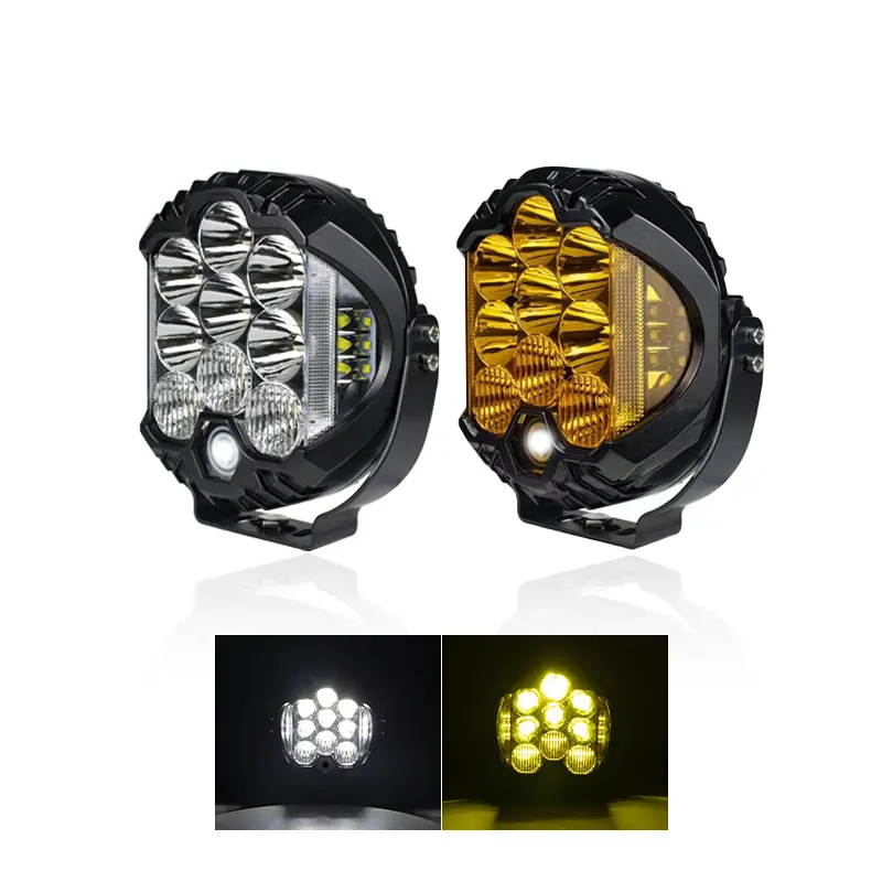 New Dual Color 5/7/9 Inch Universal Fitment Car & Motorcycle LED Work Light with IP67 Waterproof