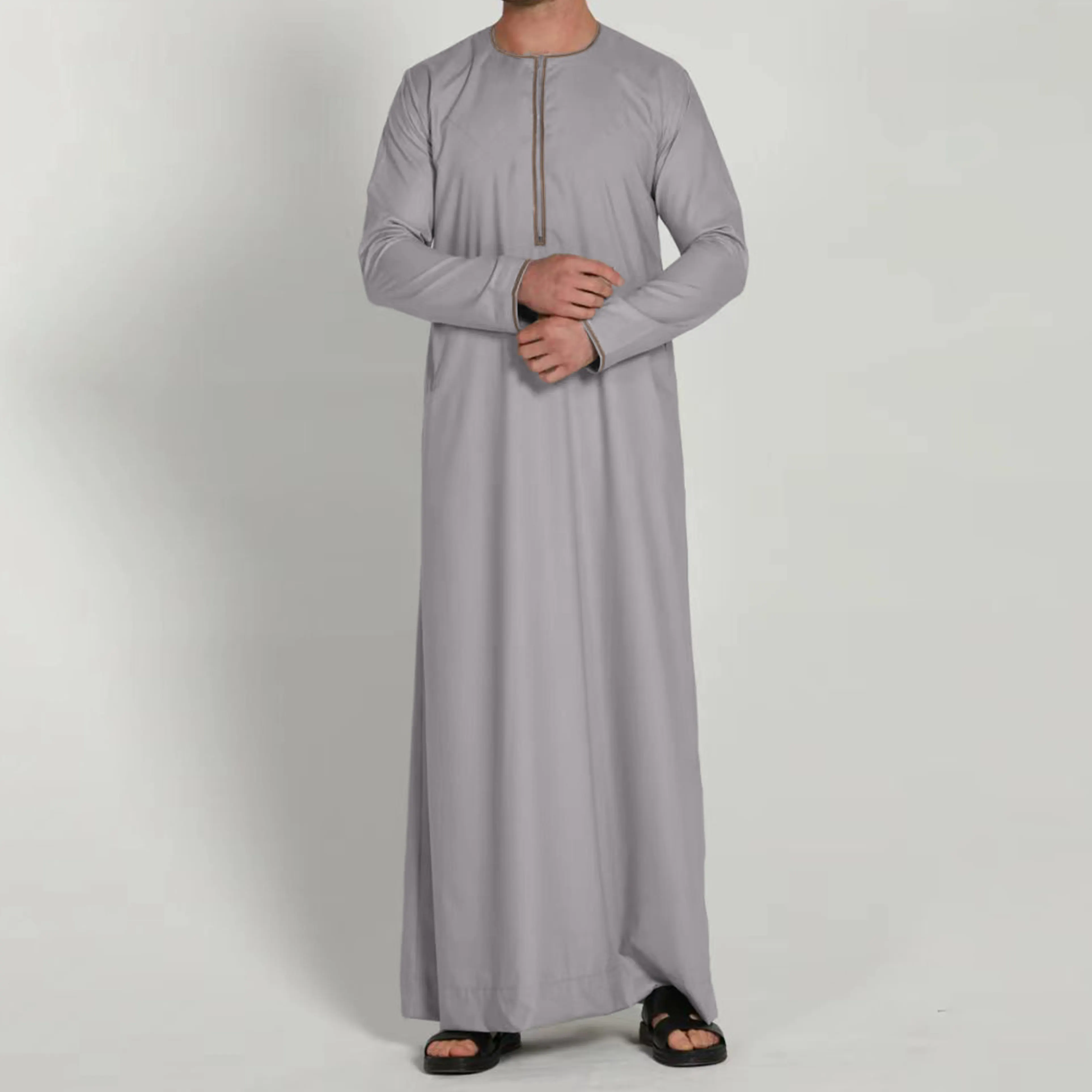 ملابس إسلامية للرجال بلون واحد تصميم عربي شرق أوسطية أزياء سعودية