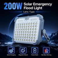 Lámpara Solar de Emergencia de 200w Recargable con Batería de 7200mah, Portátil, para Exteriores, Luz de Trabajo Solar