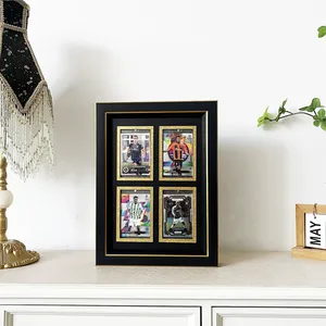 Elegant <b>Black</b> Wood <b>Photo</b> <b>Frame</b> Rectangle Vertical Tabletop Display Four Sports Cards Digital Printing Full Color Durable - Product Image 1