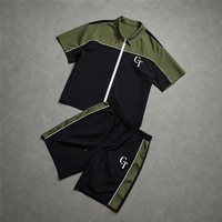 Ensemble deux pièces formel homme personnalisé : chemise à manches courtes imprimée lettres et short imprimé étoiles, respirant 100% coton, fabrication OEM
