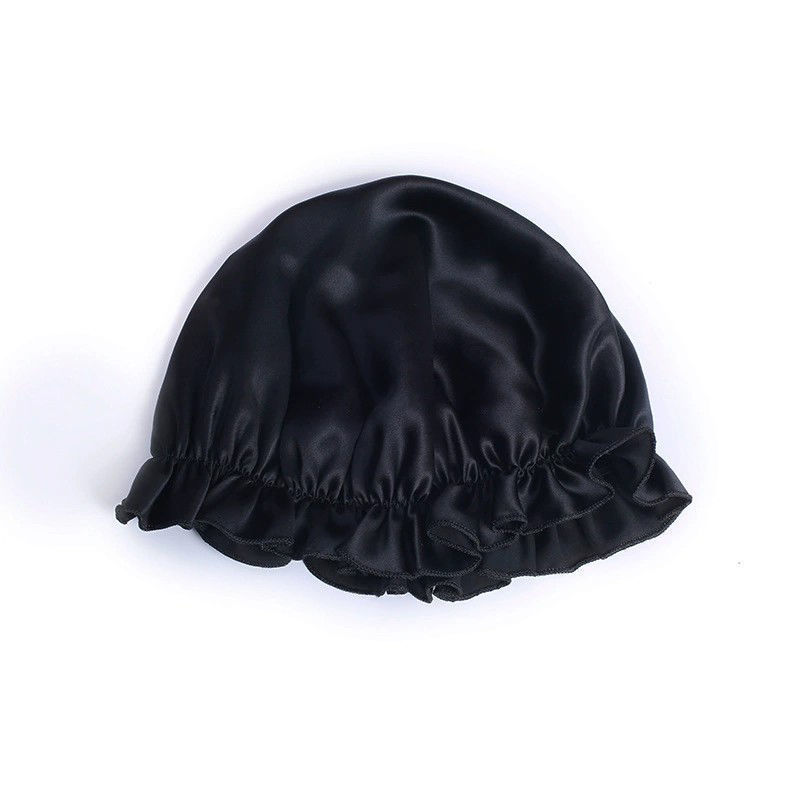 หมวกคลุมผมแต่งลูกไม้ - สีดำ