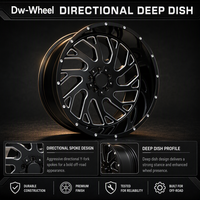 Jantes forgées modifiées DW, finition noir brillant, à rayons coupés Morion, 20, 22, 24, 26 pouces, type Adze Inshave, compatibles avec les camions F150 et GMC 2500