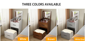 Coiffeuse de Chambre à Coucher en Bois de Qualité, Grande et Blanche, avec Miroir à Lumière LED, Prix Abordable - Product Image 5